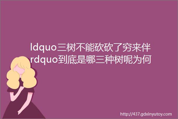 ldquo三树不能砍砍了穷来伴rdquo到底是哪三种树呢为何不能砍呢一起来看看吧