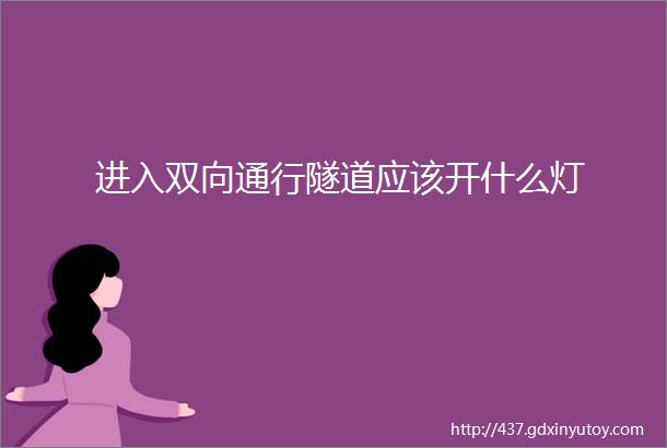 进入双向通行隧道应该开什么灯