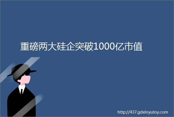 重磅两大硅企突破1000亿市值